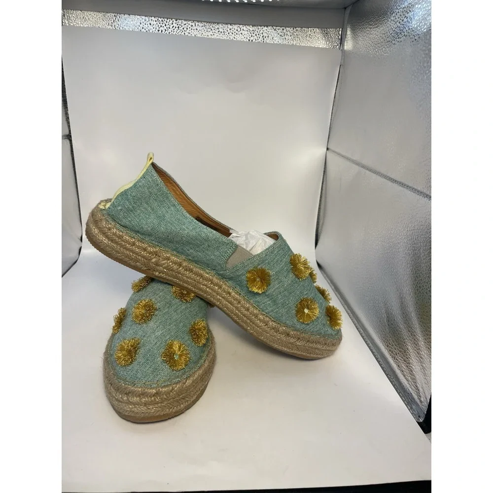 Silvia Cobos Mocasines Womens Leather Flat Tassel Espadrilles Size 10